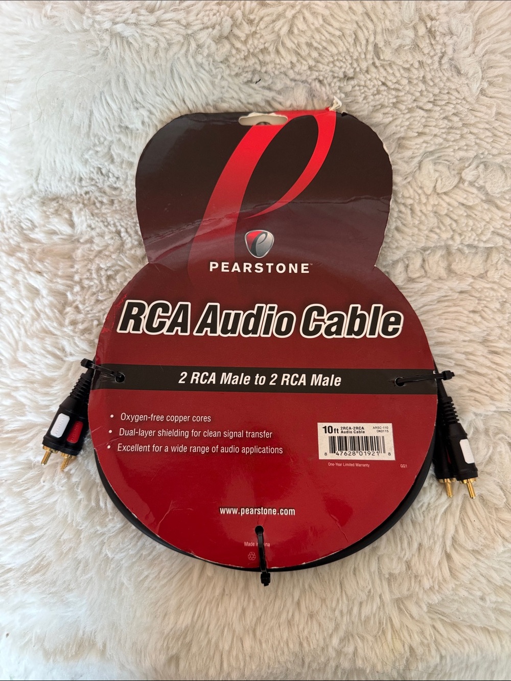 10 ft Pearstone RCA Audio Cable - Black with Red/White Accents
